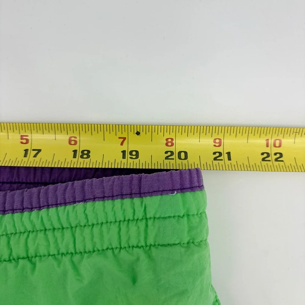 Hobie Swim Trunks Vintage L Green Purple Nylon Colorblock Mesh Lined Mens